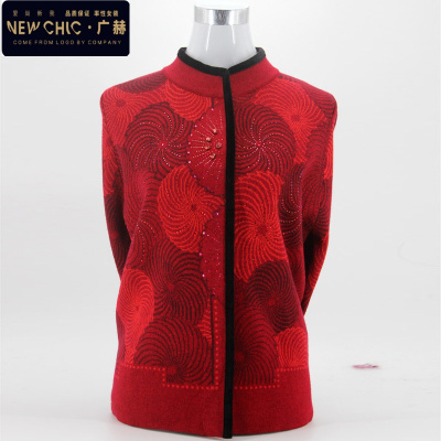 广赫老年人女装秋装外套大码奶奶装春装毛衫开衫老人毛衣女加厚宽松夹克