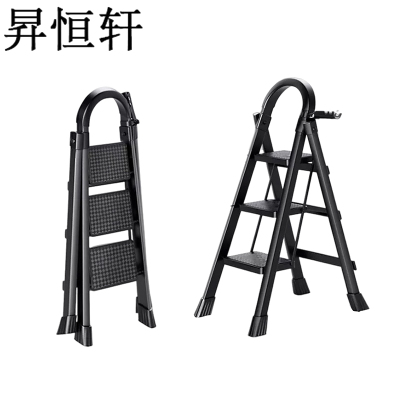 昇恒轩 家用梯子折叠多功能加厚室内人字梯黑色三层步梯楼梯便携小型加粗