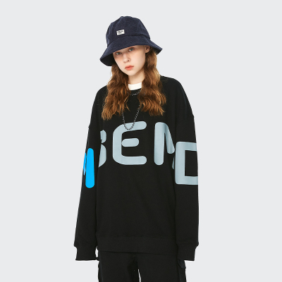 [3件8.5折93.4元,叠加优惠券]唐狮春秋新款情侣卫衣圆领反光字母长袖上衣男潮牌ins卫衣r