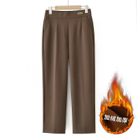 妈妈装裤子秋冬加肥加大码中老年女士加绒加厚直筒裤中年休闲裤