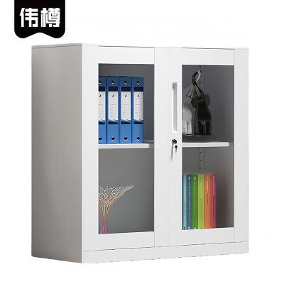 伟樽铁皮矮柜白色对开玻璃门900*400*925mm台