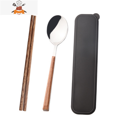 敬平筷子勺子套装小学生叉子一人食儿童便携式收纳盒单人装三件套餐具