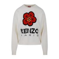 高田贤三(Kenzo)羊毛圆领长袖毛衣女款时尚百搭配色优雅休闲套头