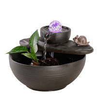 客厅陶瓷流水摆件循环水小型鱼缸喷泉办公室桌面招财礼品简约