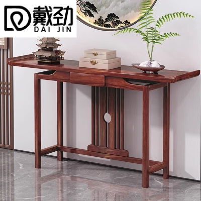 戴劲玄关桌入户门厅客厅条案新中式木制供桌靠墙玄关台-120半圆款