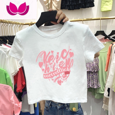 七斓辣妹BM风日系夏季爱心印花短袖T恤女潮牌宽松短款小个子黑色上衣