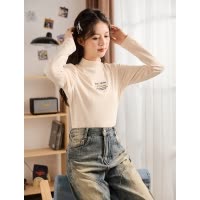[2.5折价52元]唐狮新款秋冬女内搭打底衫半高领小众长袖修身上衣韩版白色