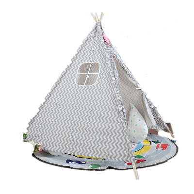 儿童帐篷游戏屋室内小帐篷印第安帐篷公主房帐篷宝宝过家家帐篷1.6米灰色波浪纹