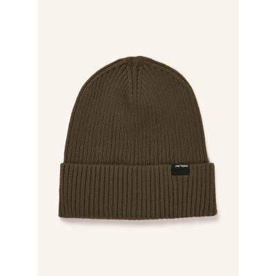  始祖鸟(ARC'TERYX)男士Beanie毛线帽Rippstitch设计 flap点缀标签 BLACK