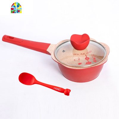 新年款韩国宝宝花瓣辅食锅儿童奶锅汤锅 不粘煎锅 FENGHOU 天蓝色蓝色餐具四件套