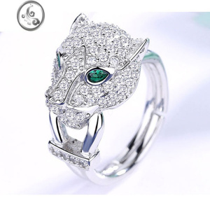 JiMi小众设计豹头镶钻戒指男款高级感女时尚轻奢开口可调节小众指环 开口可调节手指过粗慎拍