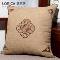 家柏饰(CORATED)新中式刺绣花抱枕套客厅沙发亚麻靠背不含芯腰枕靠枕头中国风靠垫