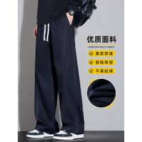 原色牛仔裤男士秋季美式潮牌复古新款宽松直筒阔腿休闲长裤子