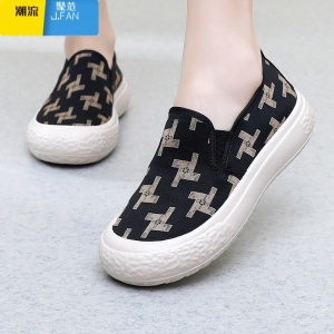 聚范新款时尚百搭女鞋女休闲厚底一脚蹬女鞋浅口透气鞋