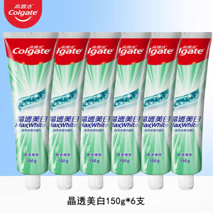 高露洁晶透美白牙膏150g健齿防蛀薄荷牙膏亮白清新口气口腔护理含氟