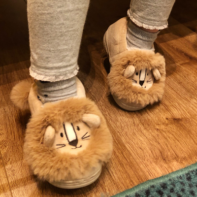 七斓儿童棉拖鞋包跟秋冬室内防滑亲子毛拖男孩女宝宝中大童卡通家居鞋拖鞋童