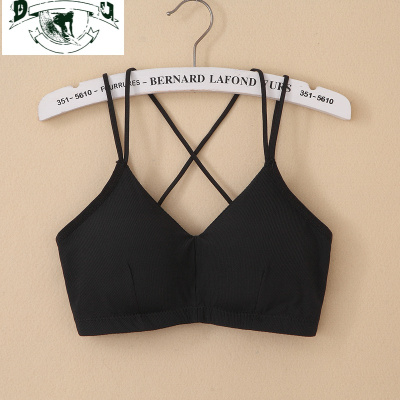 HLCOMAN冰肌螺纹法式文胸打底内衣女冰丝裹胸聚拢小胸平胸学生抹胸美背夏抹胸