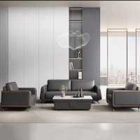 质凡沙发简约现代客厅轻奢沙发组合 黑色3+1+1+长茶几+边几