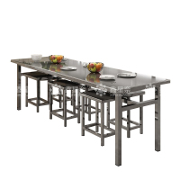 鑫星奈 不锈钢餐桌椅学校食堂桌椅组合餐厅桌椅 1.8米餐桌6椅