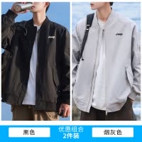 JEEP吉普棒球领夹克男士2025春新款黑色宽松户外防风长袖外套男款