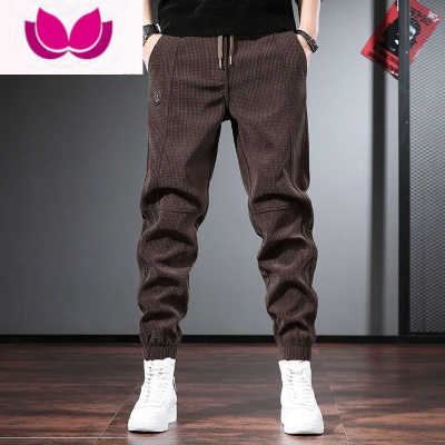 七斓春灯芯绒裤子男加绒加厚男士休闲裤黑色潮流宽松束脚裤百搭