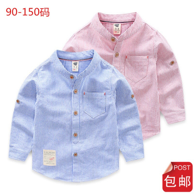 儿童衬衫全棉 2018新春款男童长袖衬衫衬衣 宝宝衬衫立领衬衣