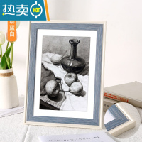 敬平素描画框挂墙装裱a4儿童相框摆台A3拼图4K开8k海报12寸16外框定制 生动蓝白 16寸挂墙[可放30.5*40.