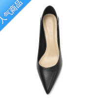 SUNTEK黑色高跟鞋女春秋5cm细跟职业软皮3cm低跟矮跟小码单鞋313233