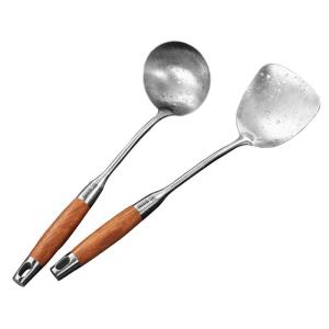 304锅铲 炒菜铲子厨具套装防烫木柄汤勺子家用漏勺炒勺 敬平 304花梨木 锅铲+汤勺