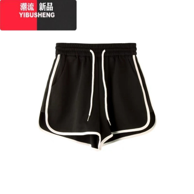YIBUSHENG灰色短裤女季宽松美式复古高腰小个子a字阔腿运动休闲热裤
