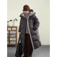 连帽过膝长款时尚保暖加厚棉服女年冬季新款休闲宽松棉衣外套
