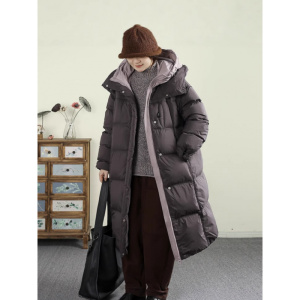 连帽过膝长款时尚保暖加厚棉服女年冬季新款休闲宽松棉衣外套