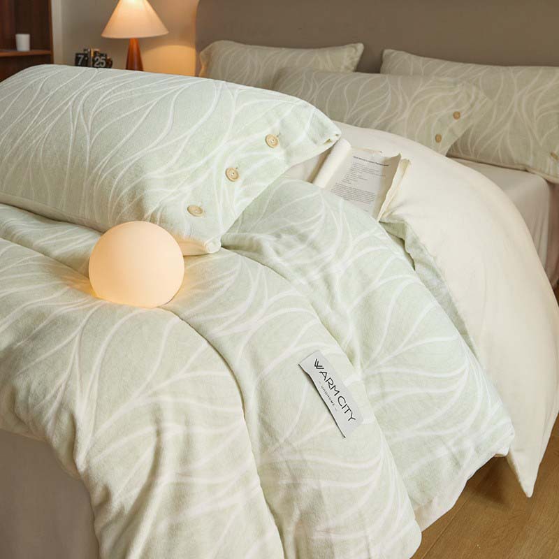 花牛奶绒四件套床上用品加厚珊瑚绒床单被套床笠款三件套秋冬款