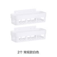 洗手间免打孔浴室置物架卫生间壁挂收纳篮墙上肥皂架毛巾架收纳架 三维工匠 2个常规款白色+2个肥皂灰白