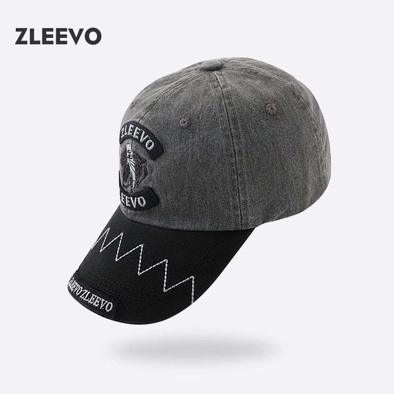 / 水洗棒球帽撞色男女刺绣鸭舌帽防嗮百搭遮阳帽日系