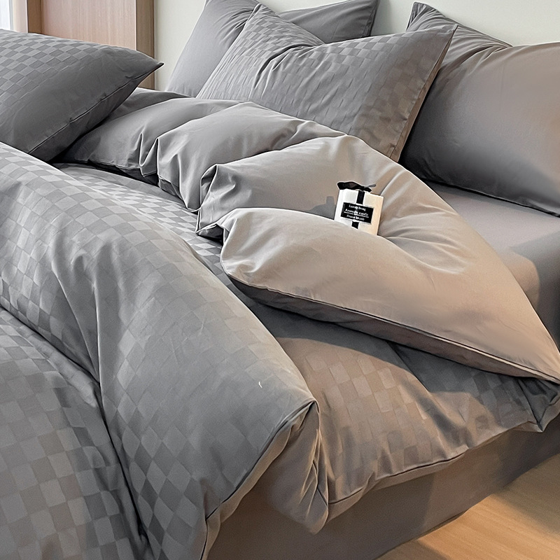 轻奢全棉床上四件套纯棉2026新款加厚简约被套宿舍床单三件套床品