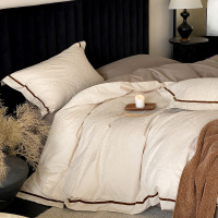 秋冬季加厚磨毛四件套100S高支简约感提花纯棉被套床单笠