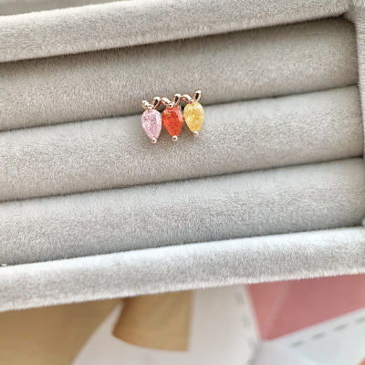 HanFanZ韩国进口饰品彩色水晶胡萝卜爱心耳钉女耳骨钉耳蜗钉送女朋友老婆情人节七夕生日礼物