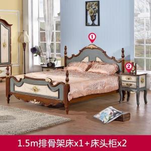 森美人美式实木床地中海风格主卧1.8米 复古田园乡村双人欧式1.5高箱床