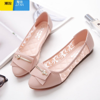 聚范网纱透气单鞋女2024夏季镂空凉鞋防滑平底软底不累脚一脚蹬妈妈鞋