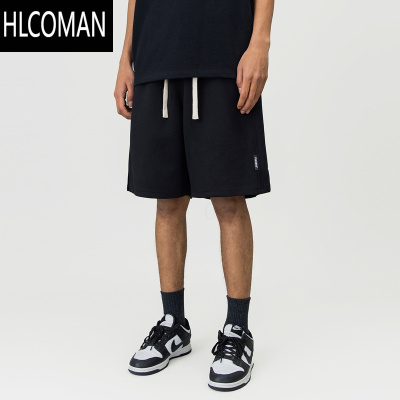 HLCOMAN 美式潮牌侧边开叉抽绳短裤男2024夏季新款宽松运动休闲五分裤