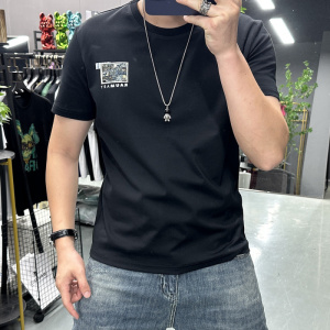 新款夏季短袖体恤圆领半袖时尚印花潮流打底衫T恤上衣丝光棉