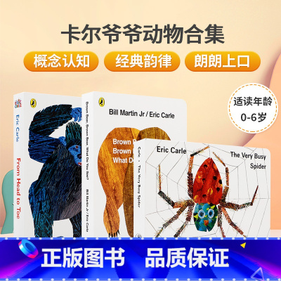 [正版]卡尔爷爷动物合集3册Eric Carle's Animal Collection从头到脚/棕熊/小蜘蛛 吴敏兰