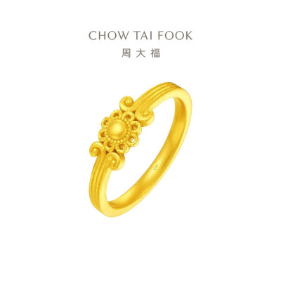 周大福传承系列如來敦煌足金黄金实心戒指(工费:660计价)F231100