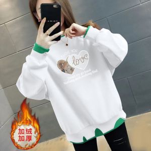 假两件秋冬款上衣时尚不规则宽松显瘦ins加绒/不加绒女士卫衣