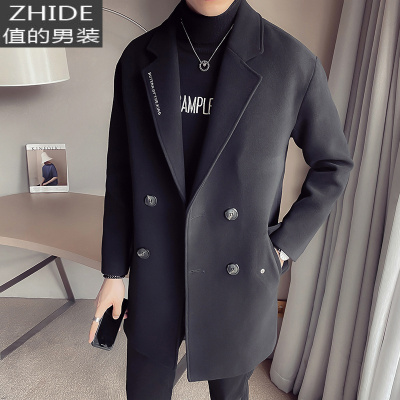 SUNTEK高端大气风衣男中长款韩版帅气潮牌外套秋冬加肥大码宽松胖子大衣风衣