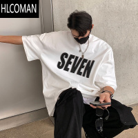 HLCOMAN夏季280克美式潮牌短袖T恤男生潮流字母印花帅气情侣宽松半袖