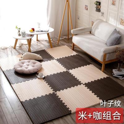 泡沫地垫家用隔音海绵铺地板垫子拼接爬爬卧室儿童爬行垫拼图防 米+咖 30*30*2.4cm叶子纹[16片]升级加厚送边条