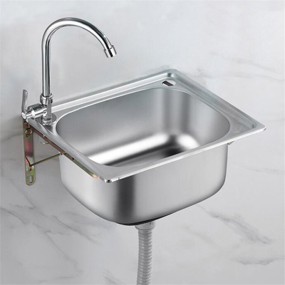 不锈钢挂墙闪电客水槽小单槽厨房简易洗菜盆洗碗池洗手盆水池单盆带
