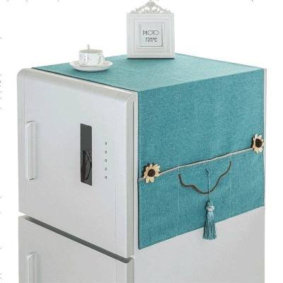 布莱梦纯色冰箱盖布防尘布布艺冰箱罩简约洗衣机盖布双开冰箱防尘罩素色锦年-蓝单开55*140cm